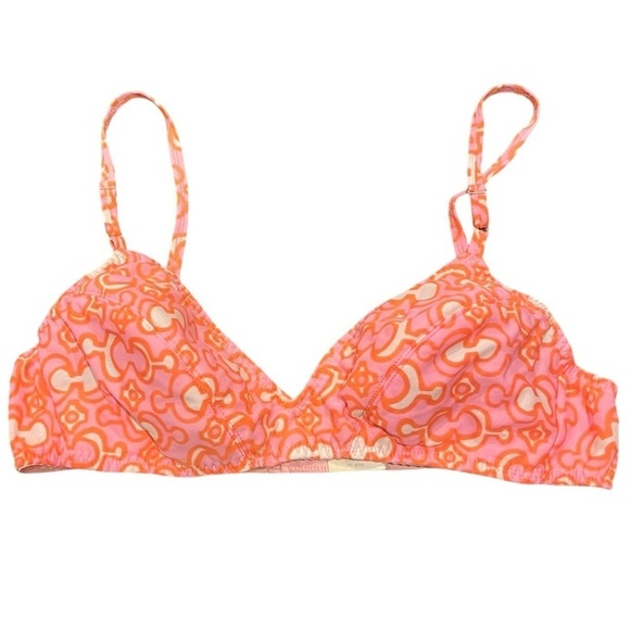 Vassarette Vintage Bra Unlined Wireless Orange & Pink 36 B Barbiecore Intimates - Picture 2 of 8